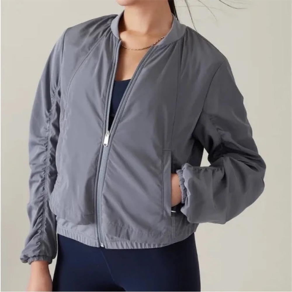 Athleta Wayfarer Bomber Jacket Coastline Blue